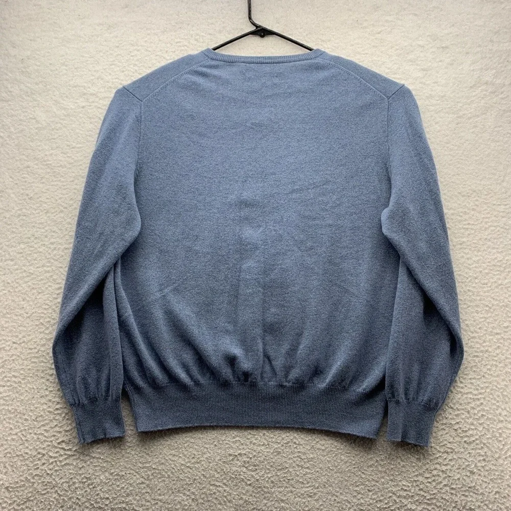 VTG Polo Ralph Lauren Sweater Mens XL Blue Merino Wool Italian‎ Yarn Preppy Dad